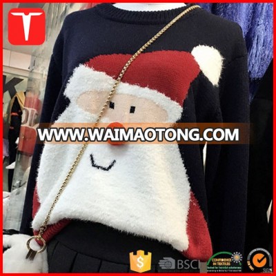 Cotton knitted pullover santa clause christmas sweaters women